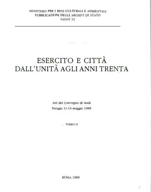 Esercito e città dall'unità agli anni 30